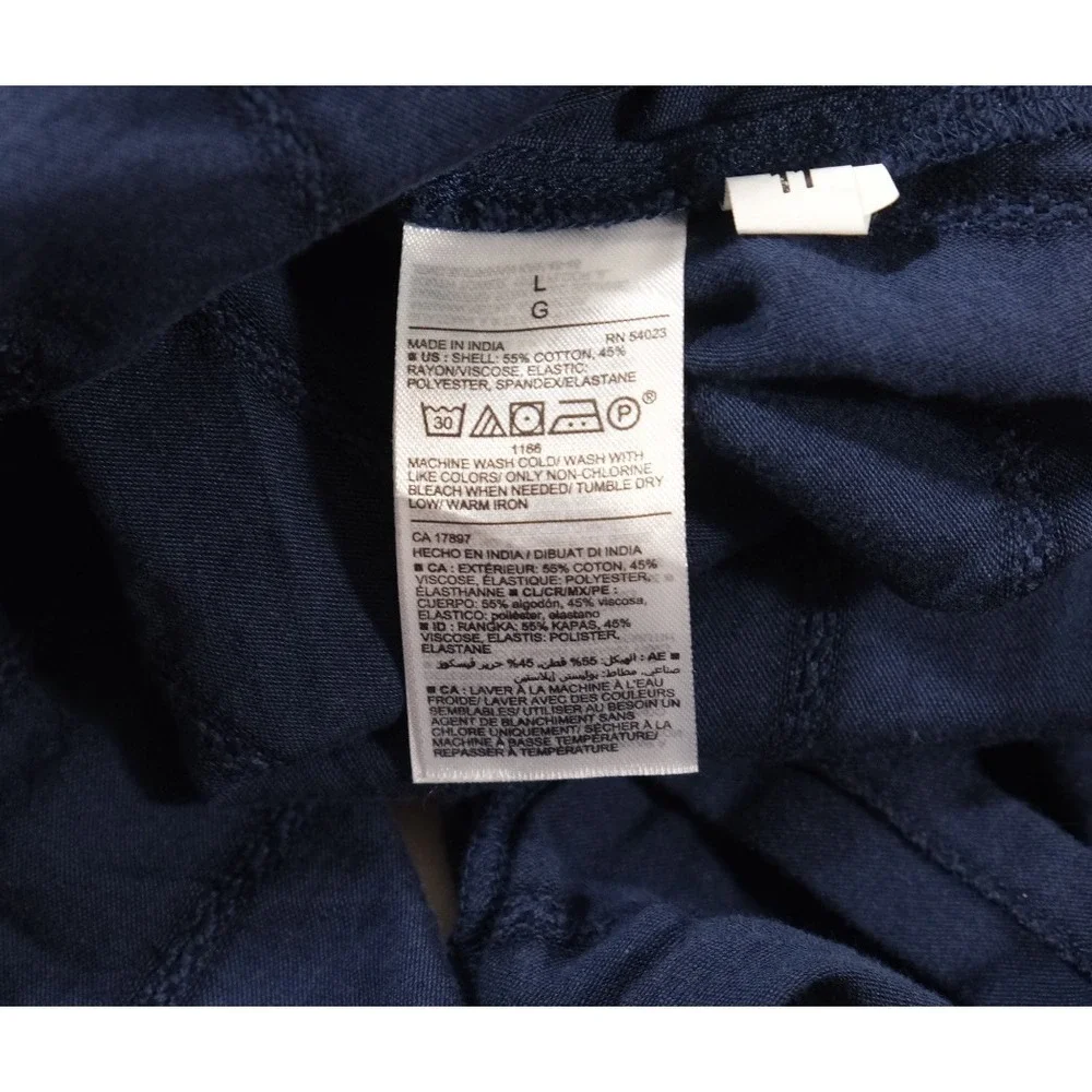 Old Navy Blouse Womens Large Navy Blue Puff Sleeve‎ Wrap Peplum Smocked Top Tie